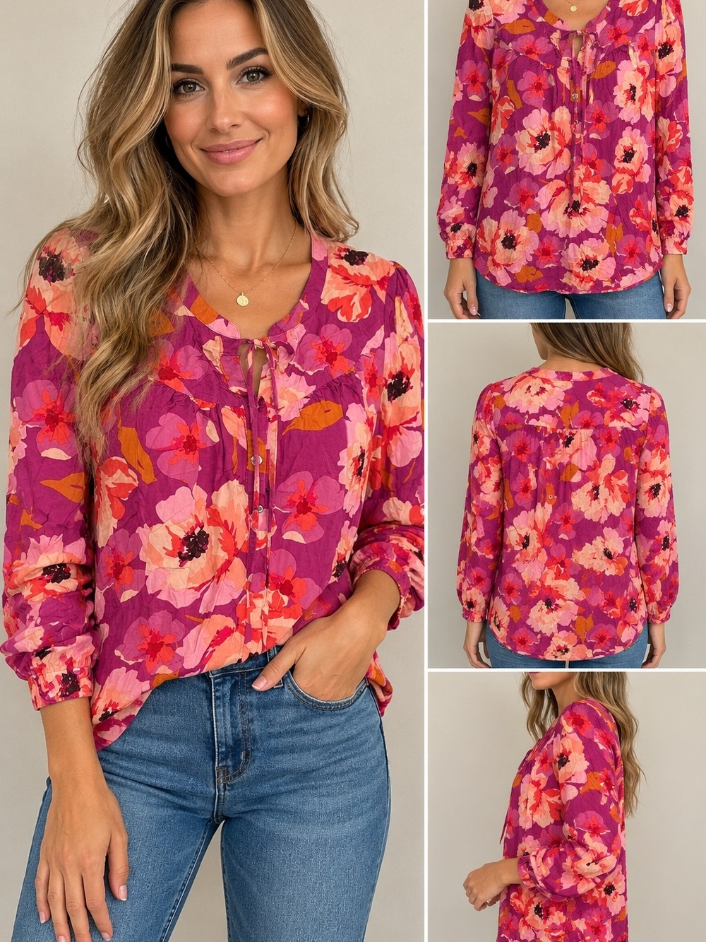 DR2 Women’s Floral Crinkle Skirt Size M Pink Purple Rayon Boho Midi Skirt
